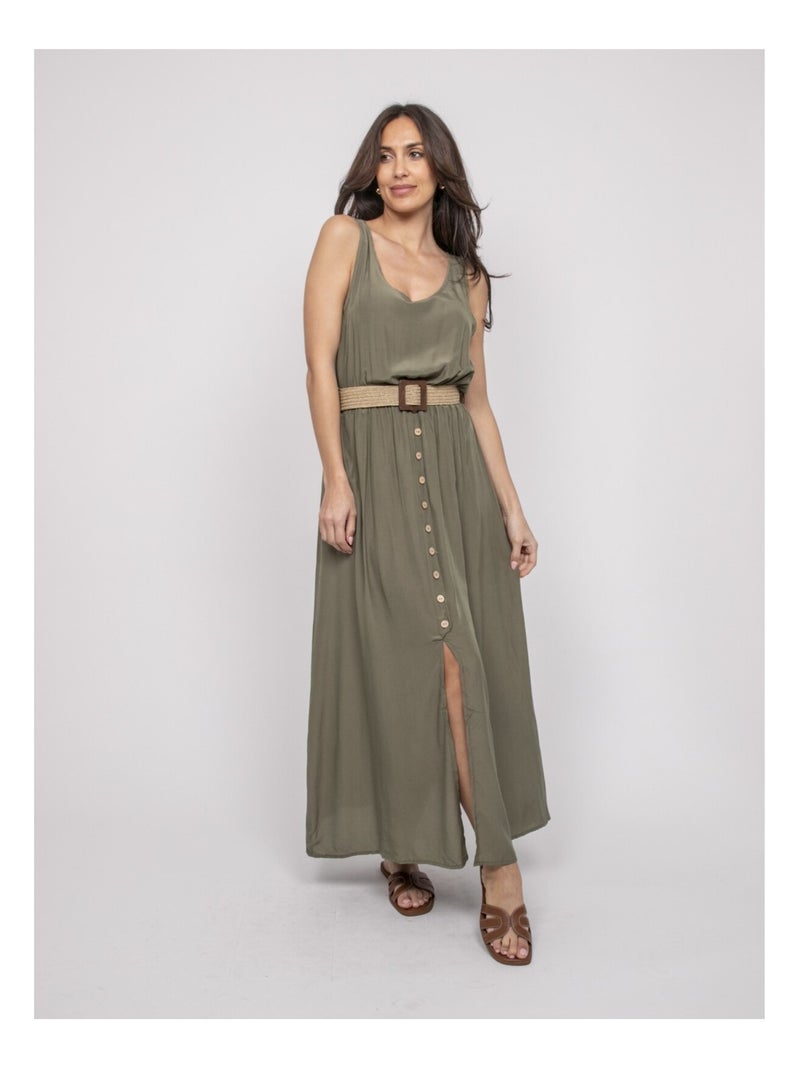 Robe longue avec ceinture ilanel Kaki - Kiabi