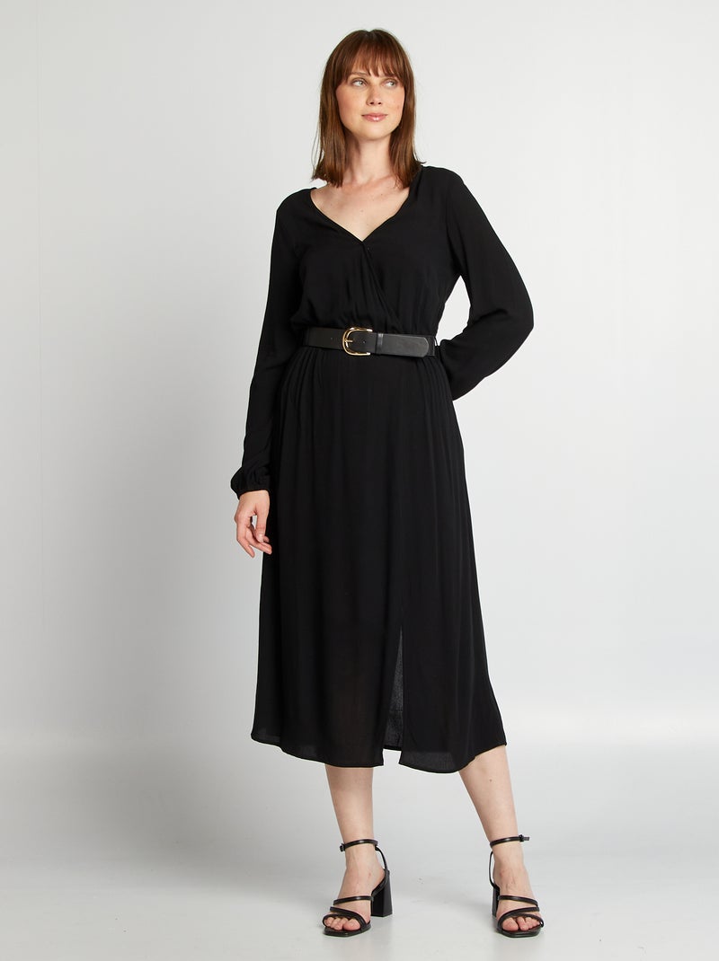 Robe longue avec ceinture noir - Kiabi