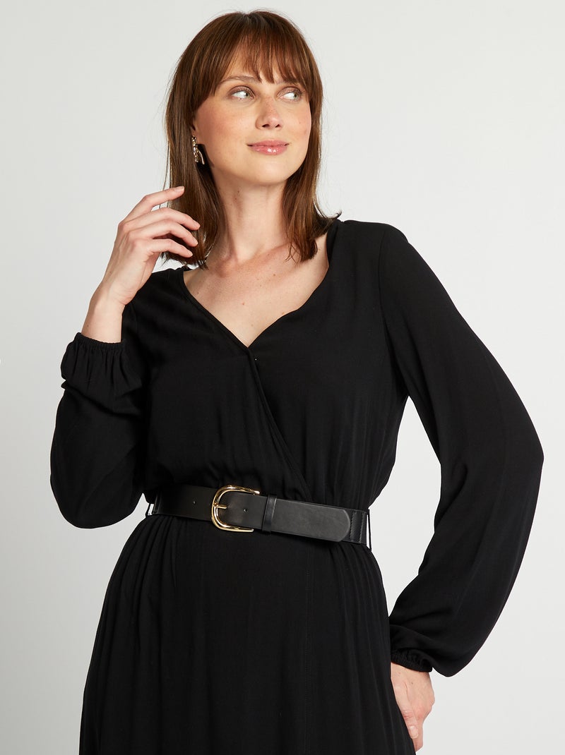 Robe longue avec ceinture noir - Kiabi