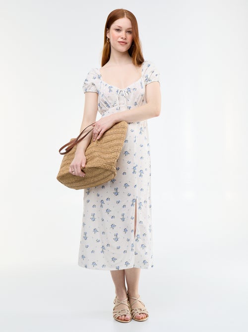 Robe longue avec col bardot - Kiabi