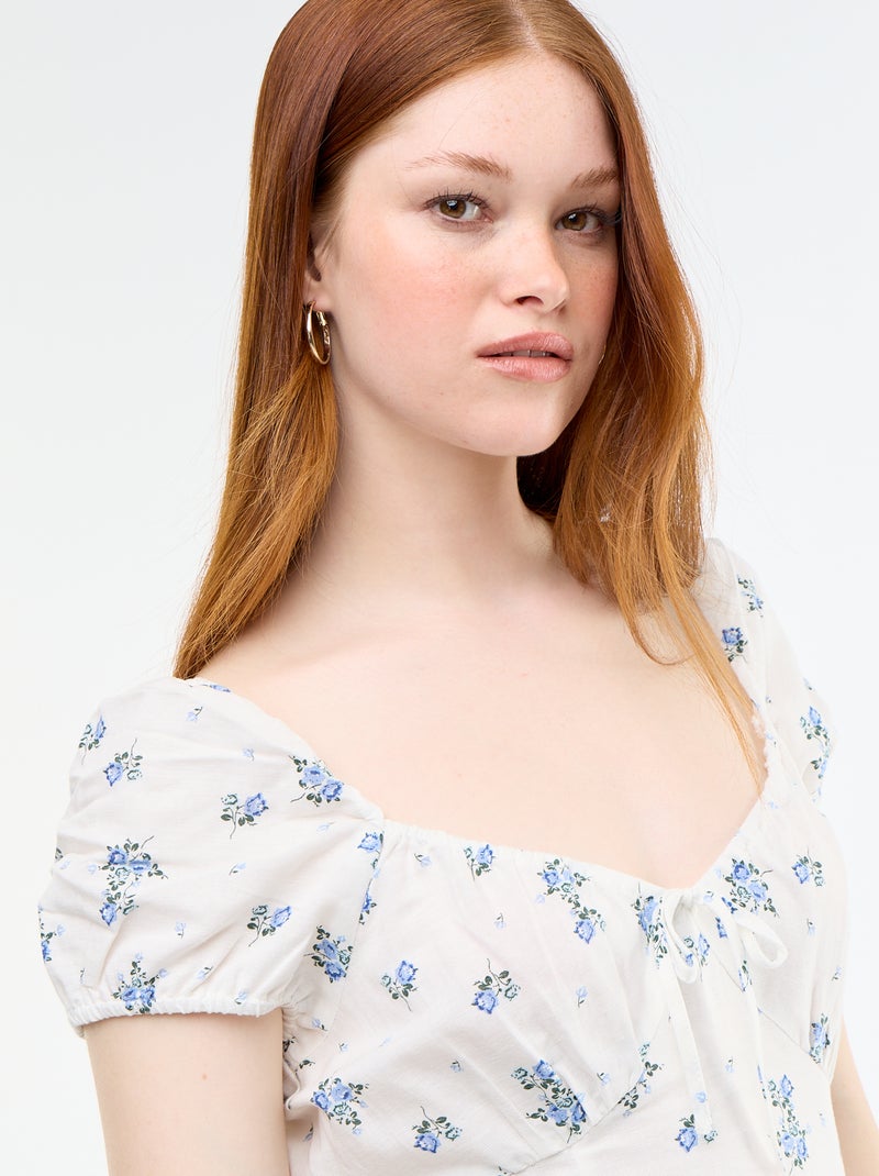 Robe longue avec col bardot Blanc - Kiabi