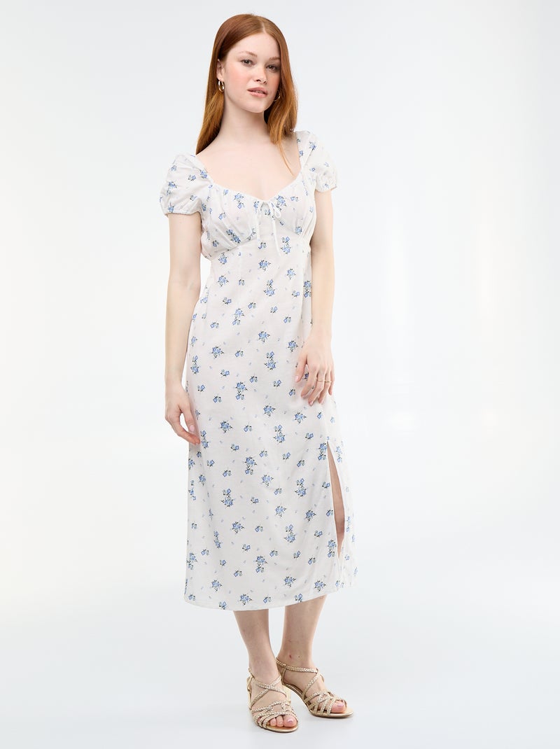 Robe longue avec col bardot Blanc - Kiabi
