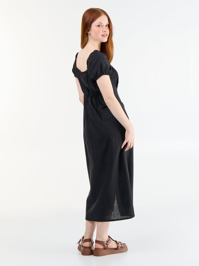 Robe longue avec col bardot Noir - Kiabi