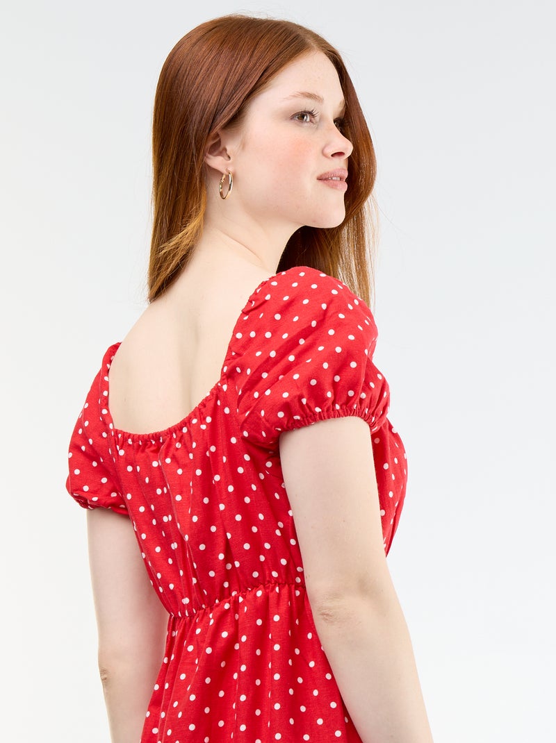Robe longue avec col bardot Rouge - Kiabi