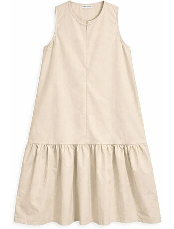 Robe longue avec col pointu et volants mixray
