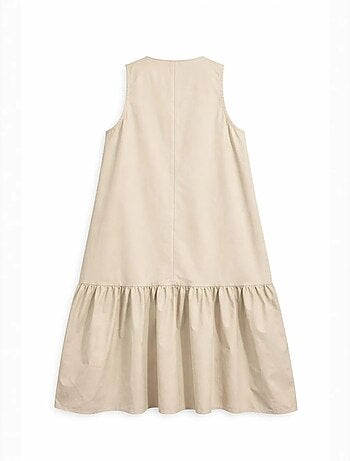 Robe longue avec col pointu et volants mixray