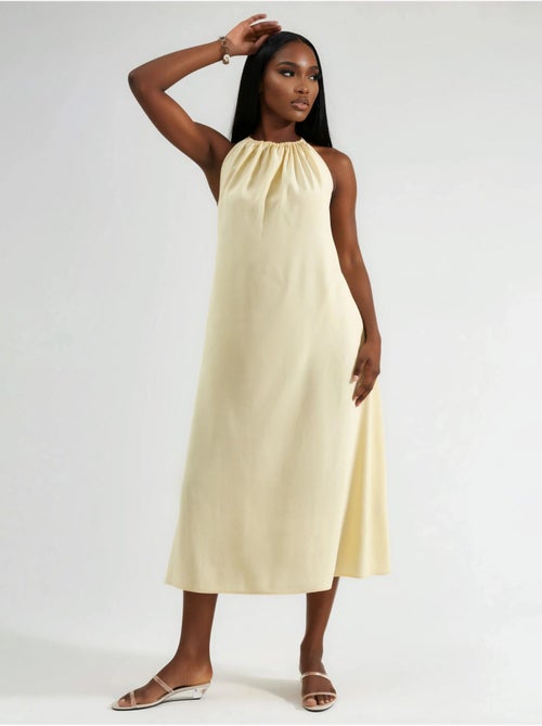 Robe longue avec détail drapé busem - Kiabi