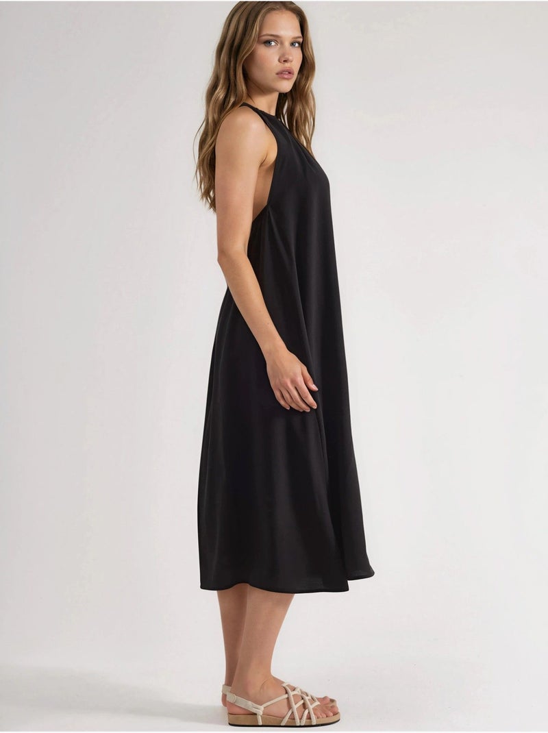Robe longue avec détail drapé busem Noir - Kiabi