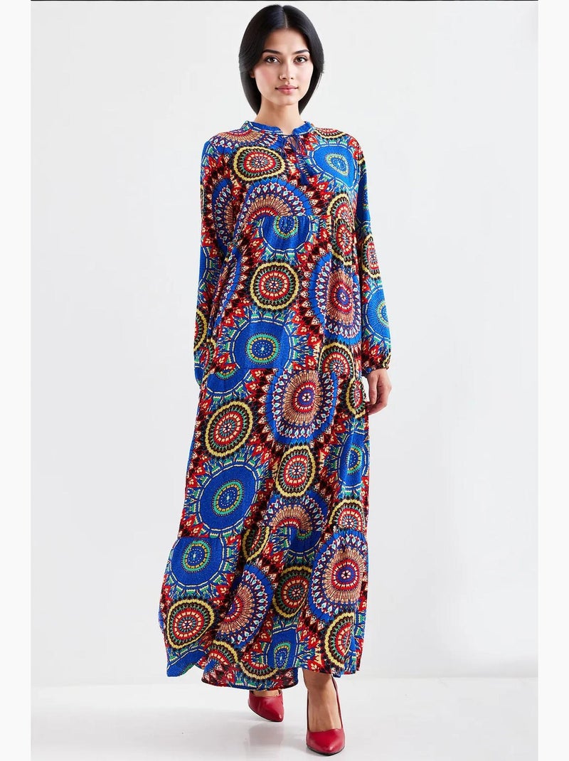 Robe longue avec détail nœud bdart Bleu cobalt - Kiabi