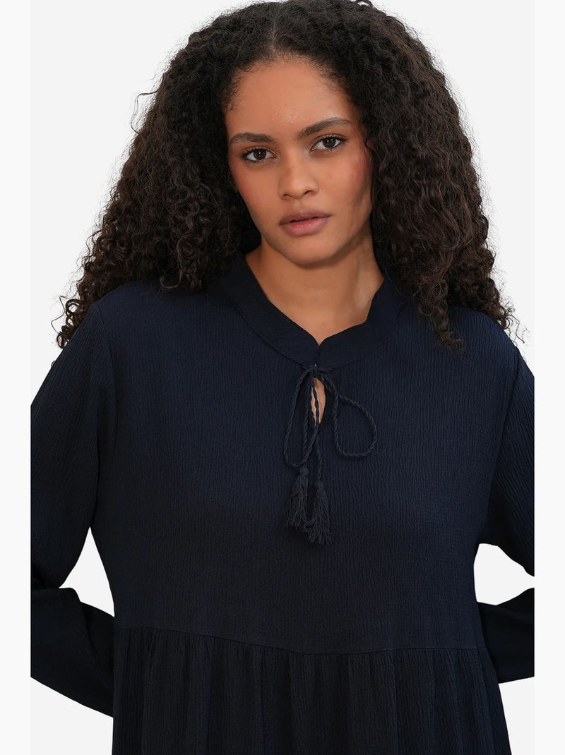 Robe longue avec détail nœud bdart Bleu marine - Kiabi