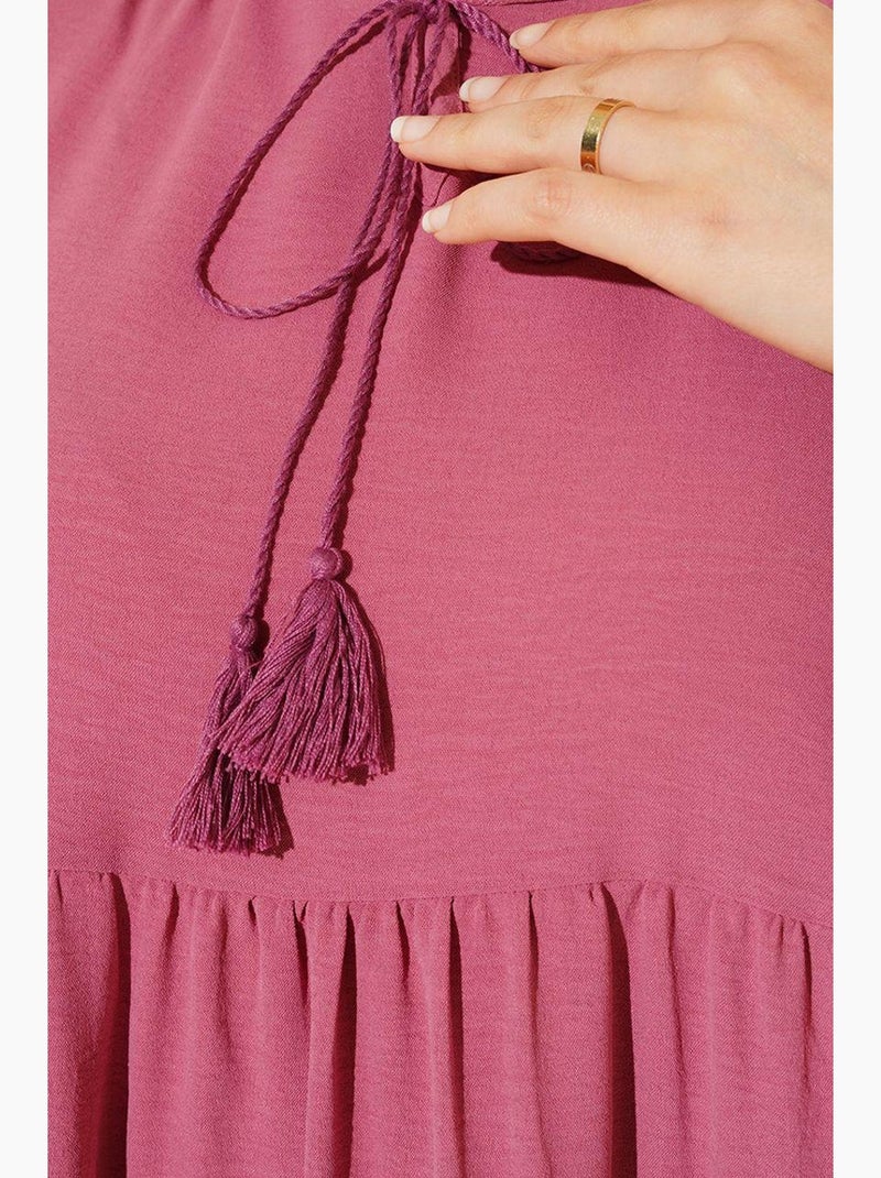 Robe longue avec détail nœud bdart Rose bonbon - Kiabi