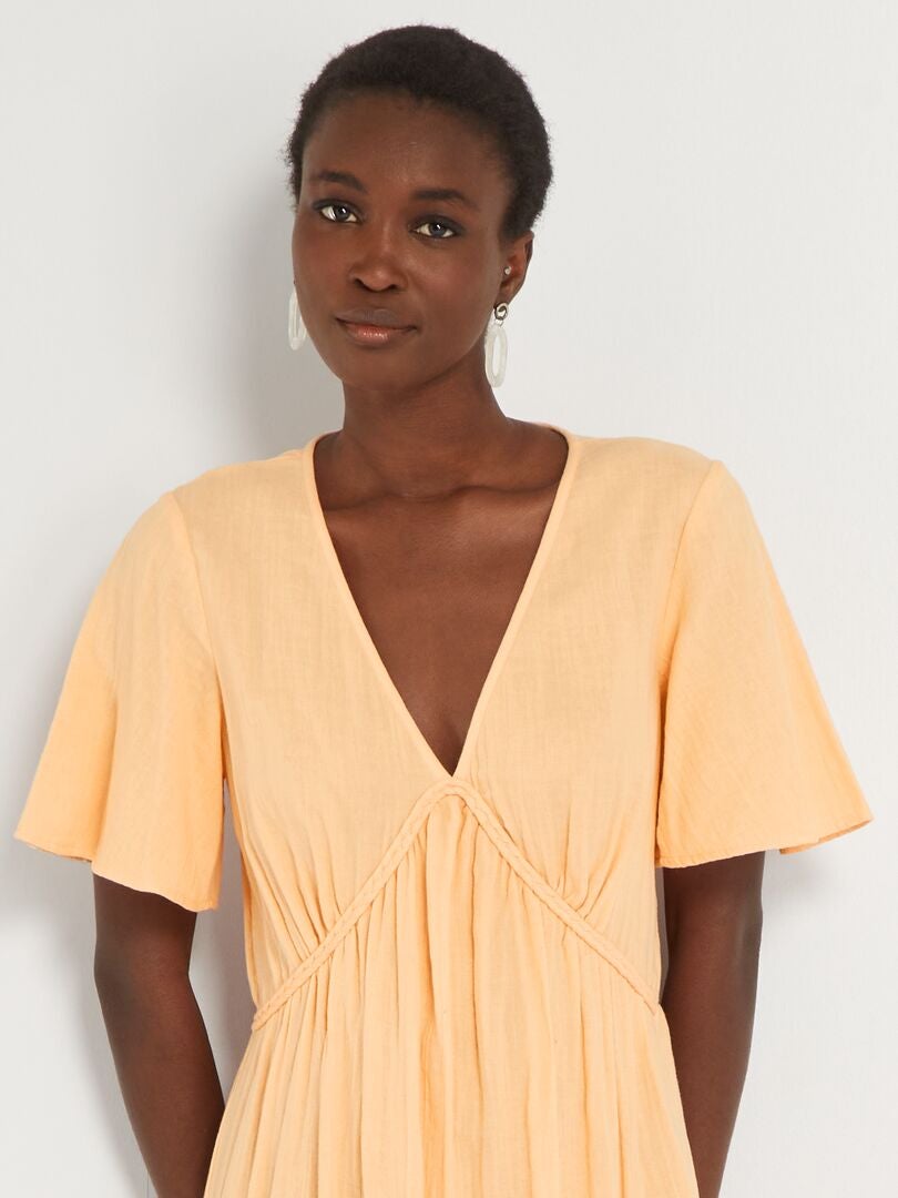 Robe STRENESSE En Tricot Léger – Avec Sous-robe Soie Orange – Taille 38 – Occasion Très Bon état – Référence TOP KW918