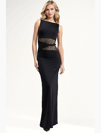 Robe longue avec détails en dentelle et découpes hiccup
