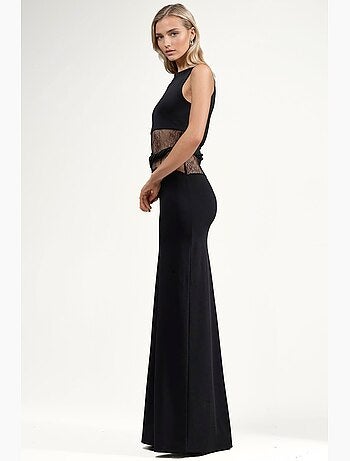 Robe longue avec détails en dentelle et découpes hiccup