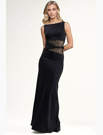 Robe longue avec détails en dentelle et découpes hiccup