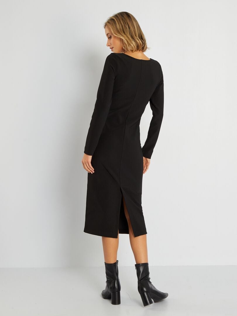 Robe longue avec encolure en coeur noir - Kiabi