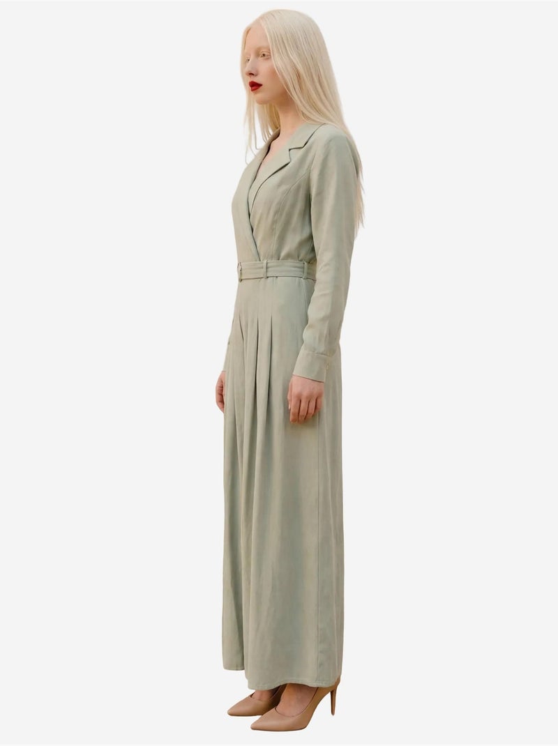 Robe longue avec fermeture à nouer et ceinture my fashion Vert menthe - Kiabi