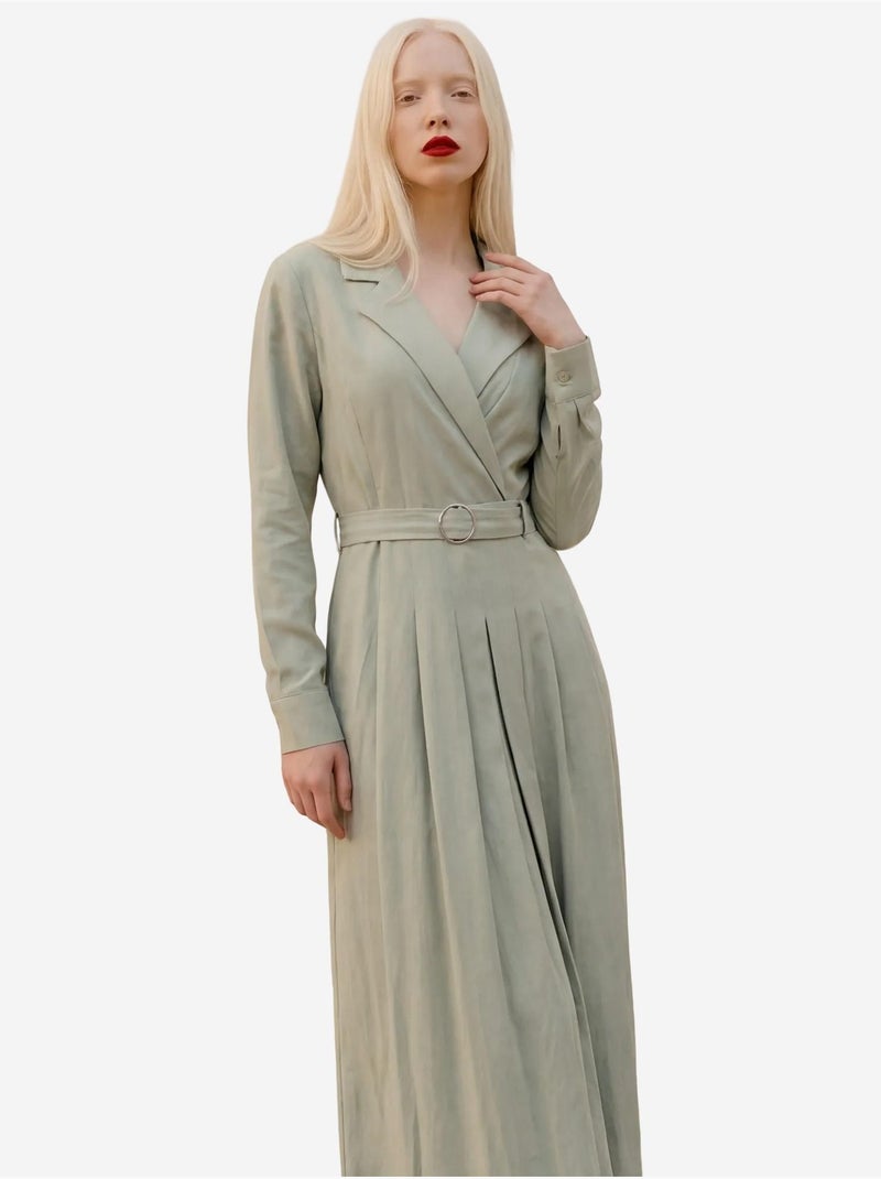 Robe longue avec fermeture à nouer et ceinture my fashion Vert menthe - Kiabi
