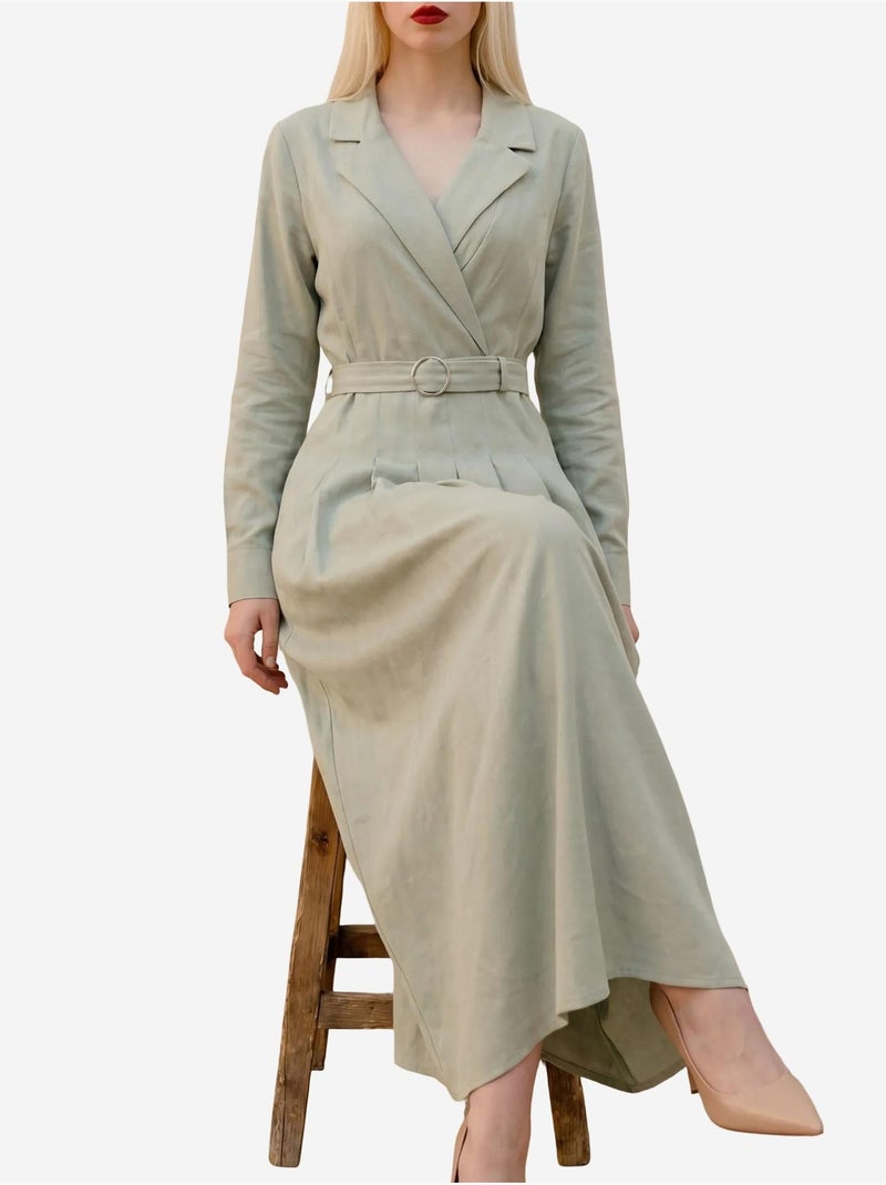 Robe longue avec fermeture à nouer et ceinture my fashion Vert menthe - Kiabi