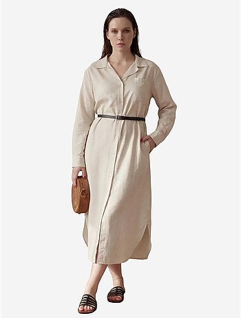 Robe longue avec fermeture boutonnée et poche my fashion