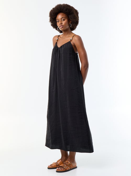 Robe longue avec fines bretelles à perles - Kiabi Robe longue avec fines bretelles à perles - Kiabi