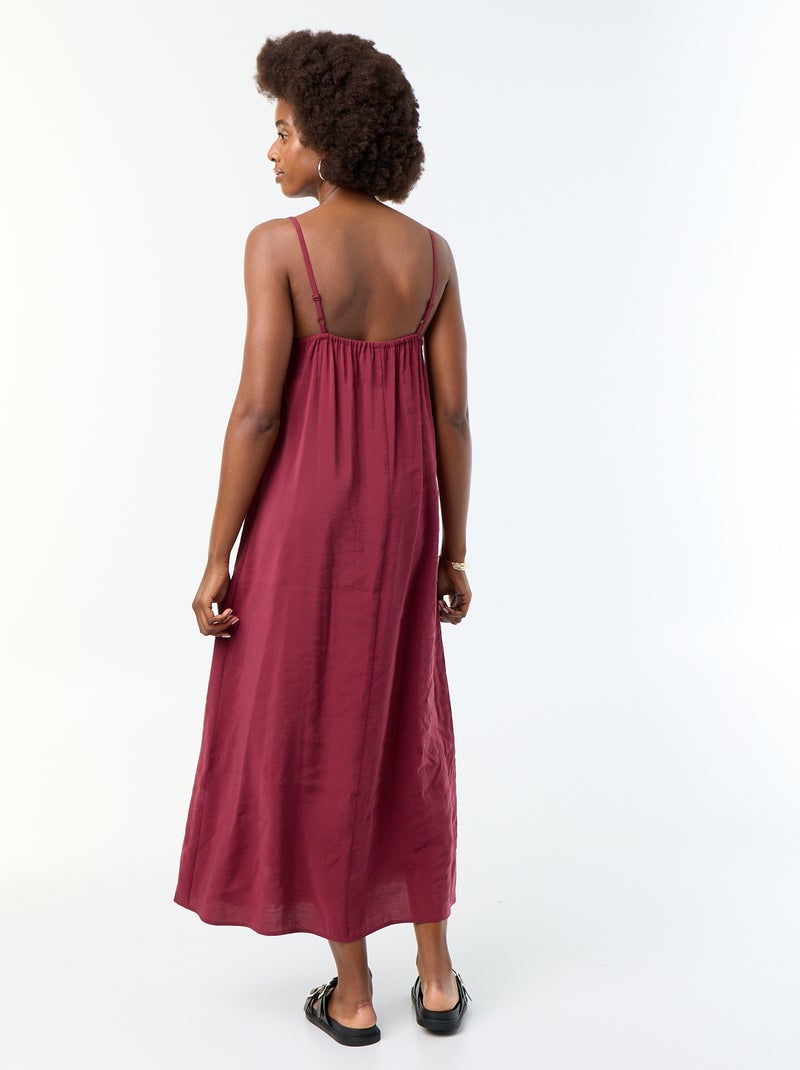 Robe longue avec fines bretelles à perles Rouge - Kiabi