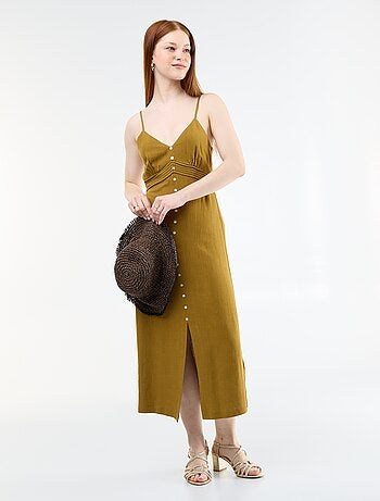 Robe longue avec fines bretelles ajustables
