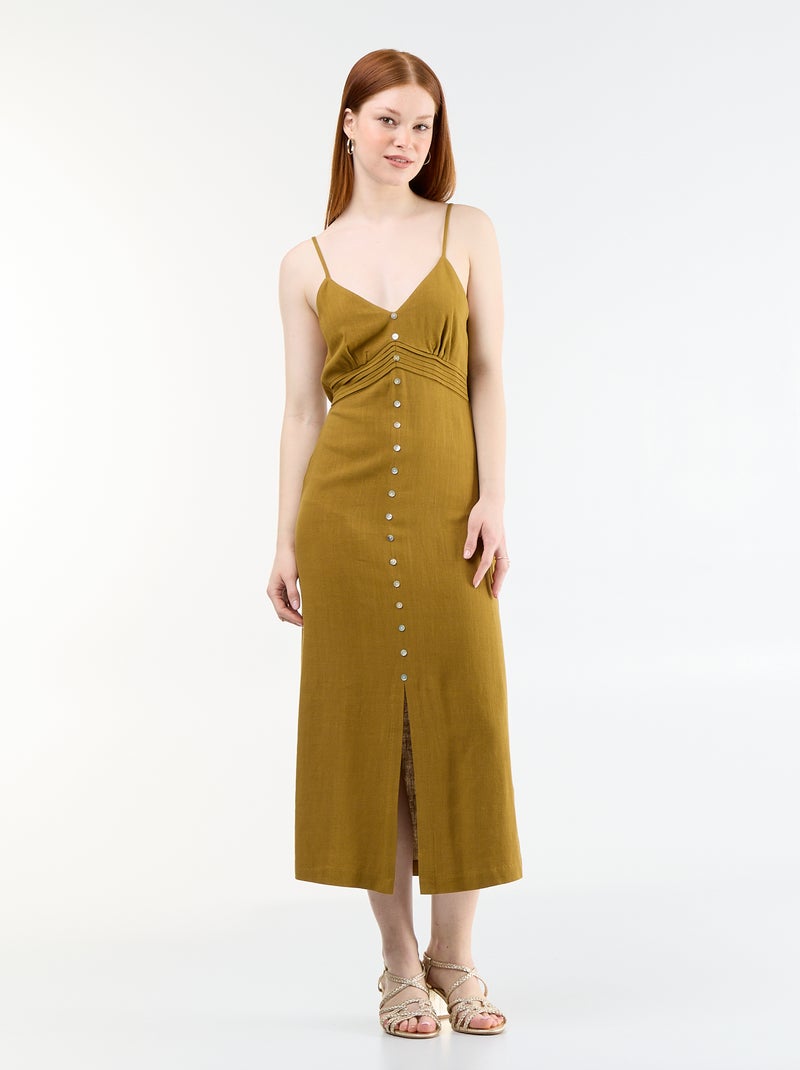 Robe longue avec fines bretelles ajustables Marron - Kiabi