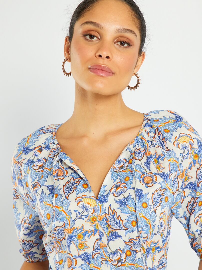 Robe longue avec imprimé Beige - Kiabi