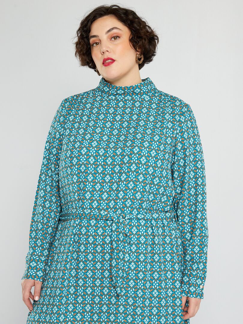 Robe longue avec imprimé Bleu - Kiabi
