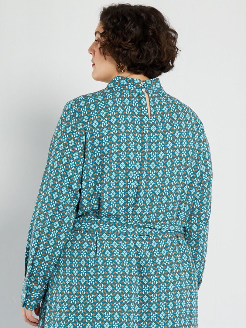 Robe longue avec imprimé Bleu - Kiabi