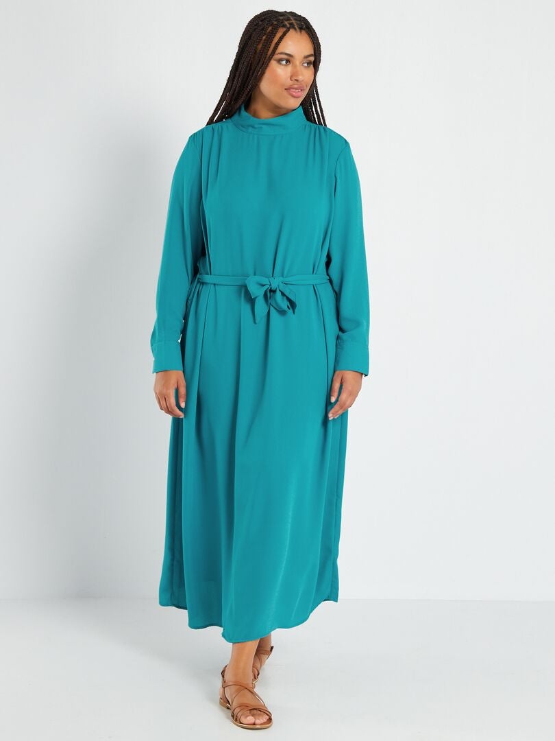 Robe longue avec imprimé Bleu - Kiabi