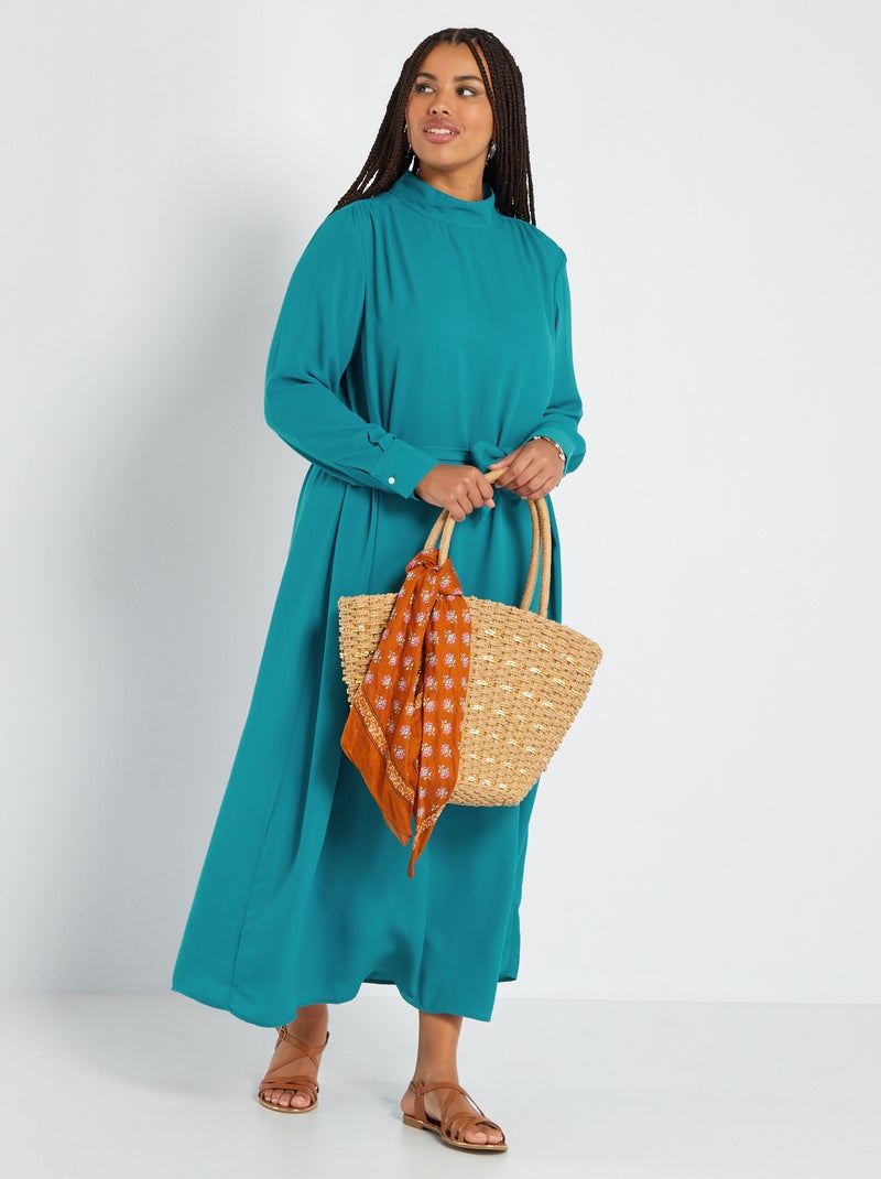 Robe longue avec imprimé Bleu - Kiabi