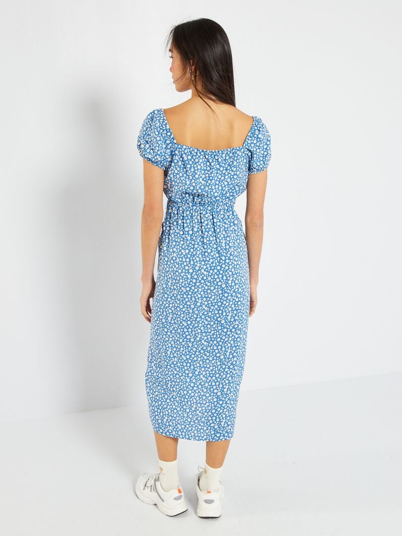 Robe longue avec imprimé floral Bleu - Kiabi