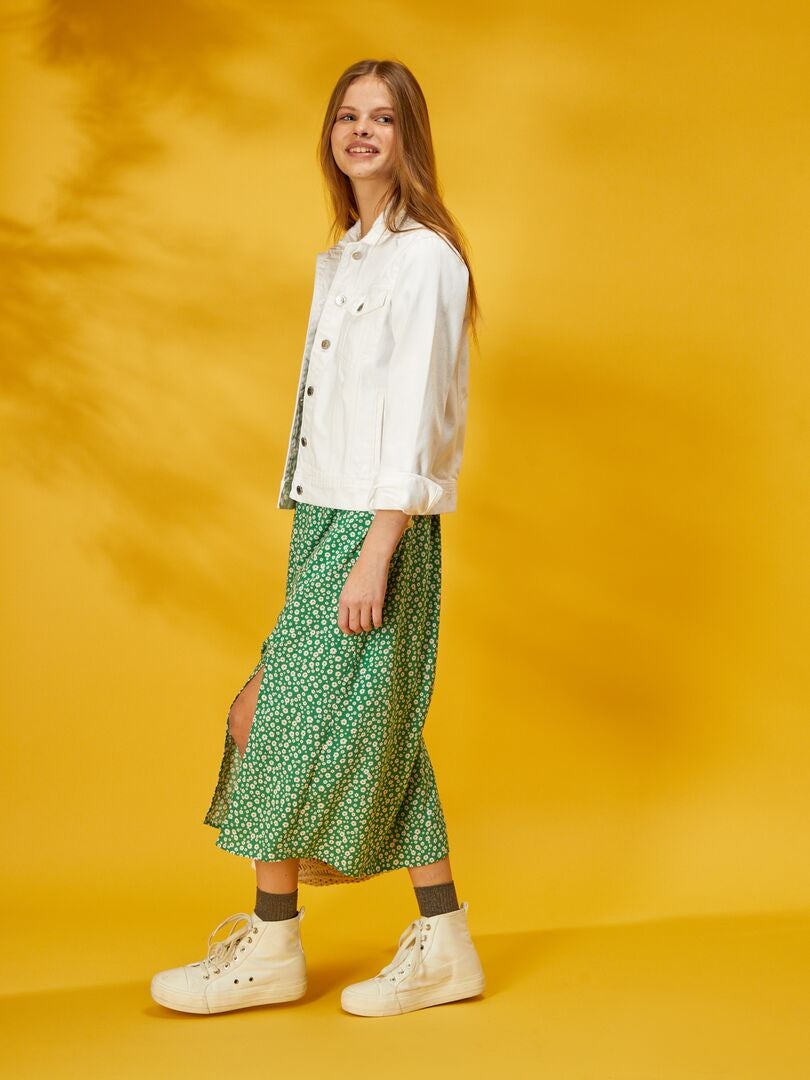Robe longue avec imprimé floral Vert - Kiabi