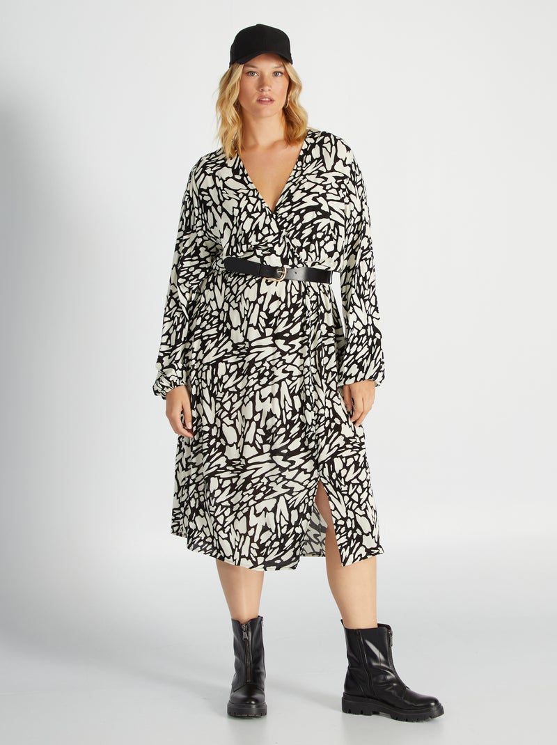 Robe longue avec imprimé Noir/blanc - Kiabi