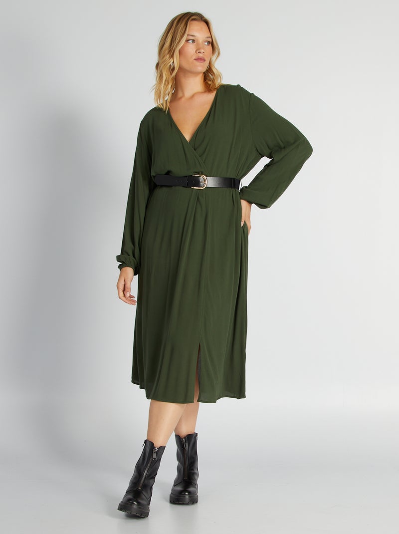 Robe longue avec imprimé Vert - Kiabi
