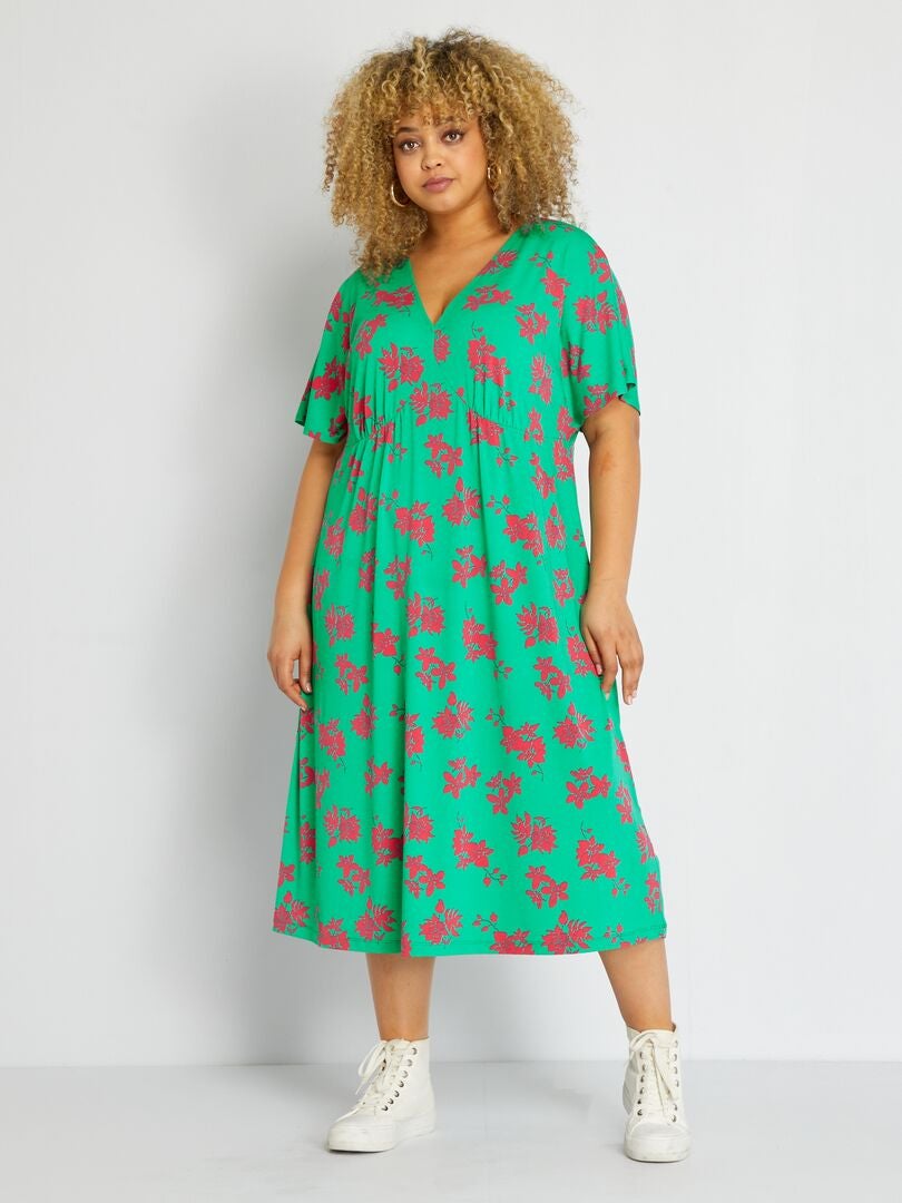 Robe longue avec imprimé Vert - Kiabi