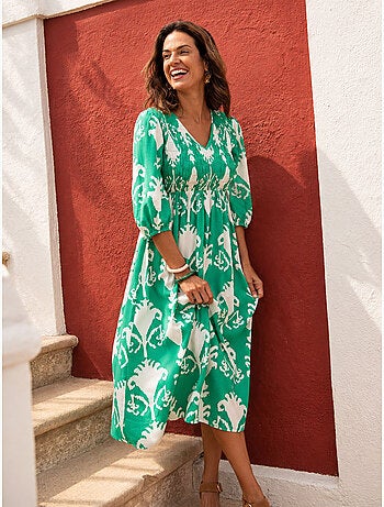 Robe longue avec smocks - DAXON