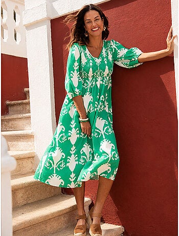 Robe longue avec smocks - DAXON