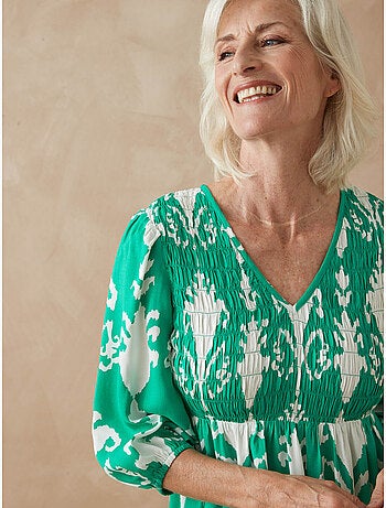 Robe longue avec smocks - DAXON