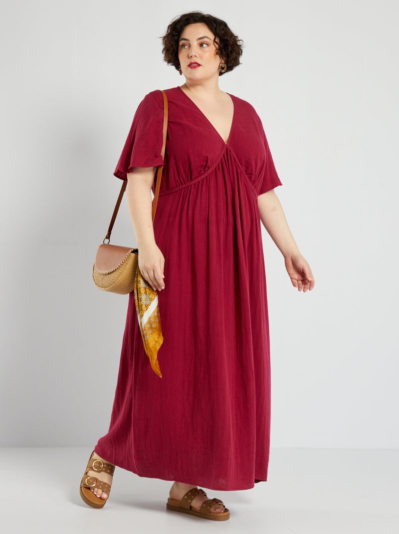 Robe longue avec tresses Rouge - Kiabi