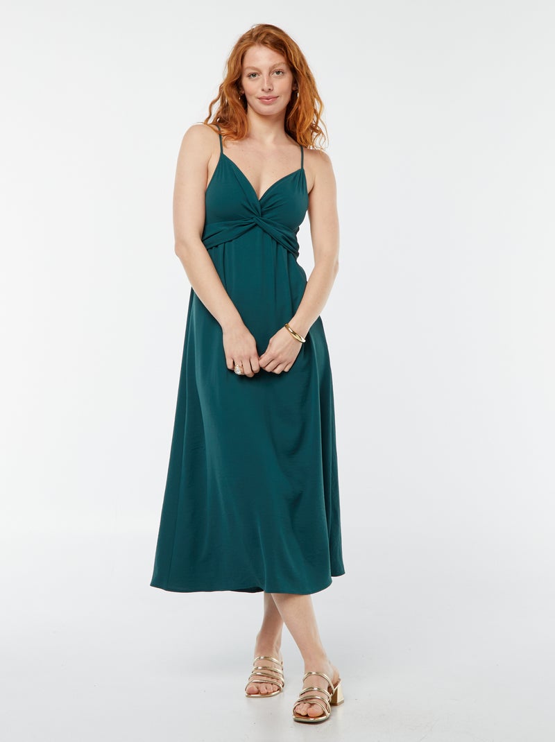 Robe longue avec un effet nouer et drapé devant Bleu - Kiabi