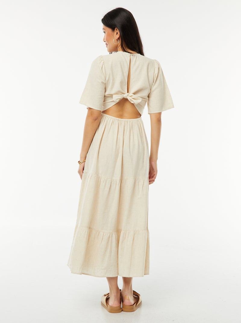 Robe longue base volantée avec dos ouvert Beige - Kiabi