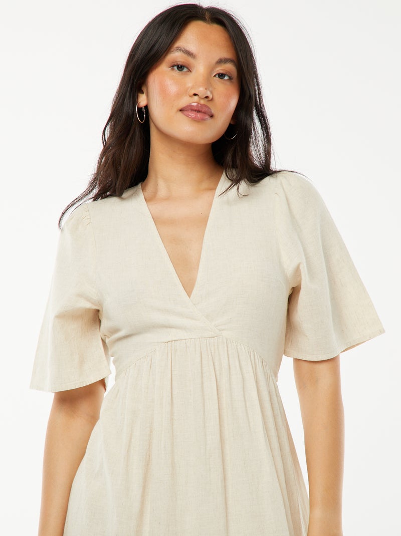 Robe longue base volantée avec dos ouvert Beige - Kiabi