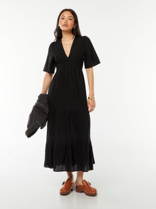 Robe longue base volantée avec dos ouvert