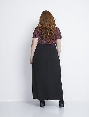 Robe longue bicolore effet cache-coeur