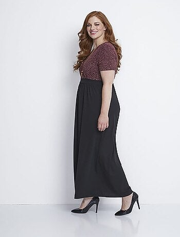 Robe longue bicolore effet cache-coeur