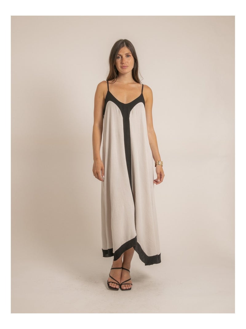 Robe longue bicolore IMONA Beige - Kiabi