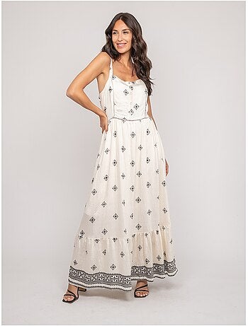 Robe longue bretelles avec motif ILKANIE